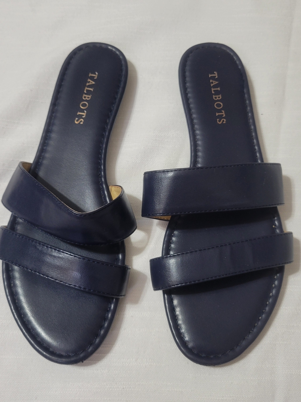 Talbots Navy Double-Strap Heather Slide Sandals
